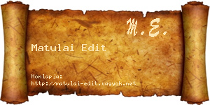 Matulai Edit névjegykártya